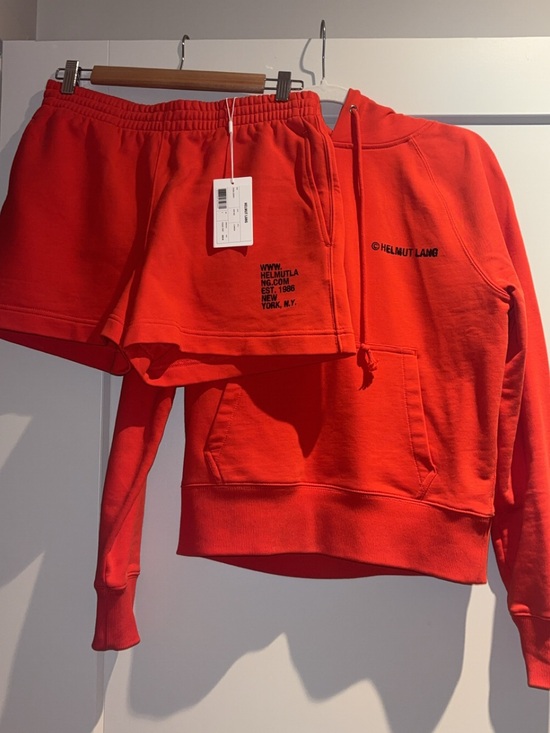 Helmut Lang Other - Helmut Lang Red Pullover Hoodie and Matching Shorts Set